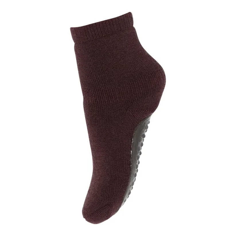 mpDenmark dětské teplé merino ponožky s protiskluzem - Velikost: 19-21 (9-10 cm), Barva: Vínová