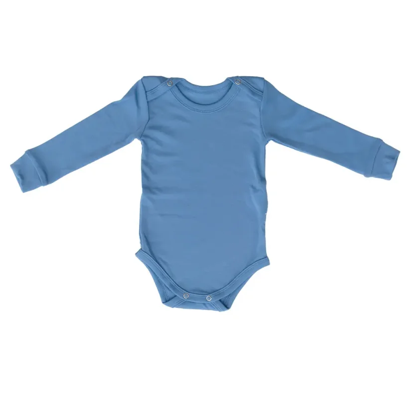 Dětské merino body s dlouhým rukávem - Velikost: 74/80, Barva: Blankytná