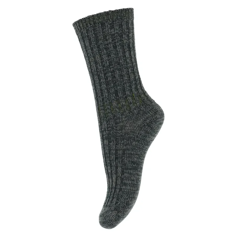 mpDenmark dětské žebrované merino ponožky - Velikost: 33-36 (17-19 cm), Barva: Dusty Ivy