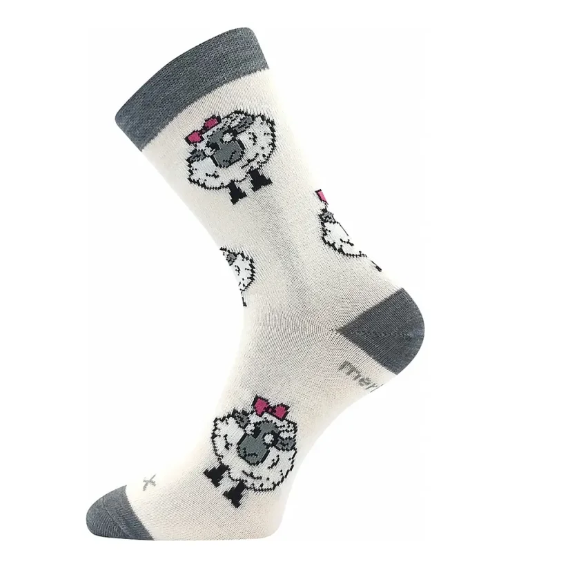 Voxx dětské merino ponožky s ovečkami - Velikost: 25-29 (17-19 cm), Barva: Bílá