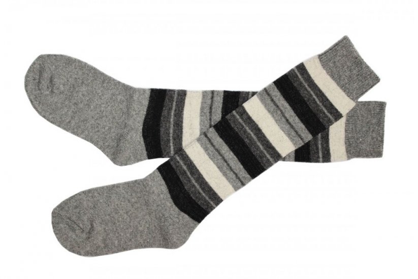 Diba dámské vlněné ponožky vyšší pruhované - Velikost: 37-41, Barva: Cihlová