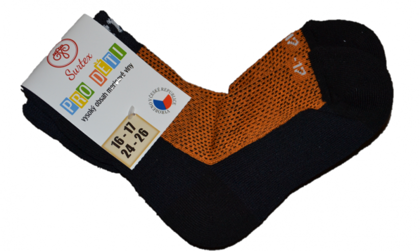 Surtex dětské froté merino ponožky - Velikost: 18-19 (12-13 cm), Barva: Oranžová
